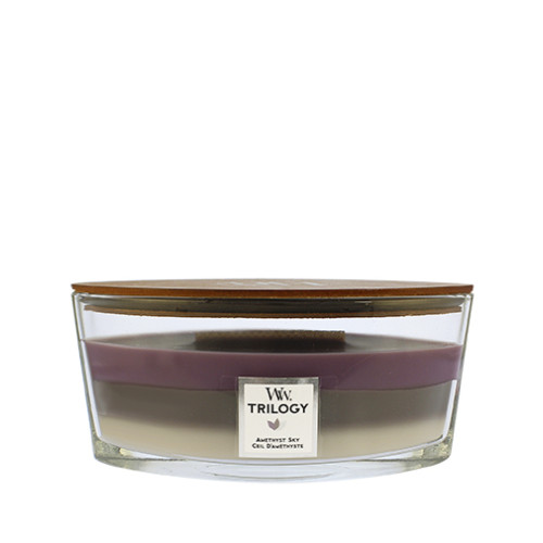 WoodWick WoodWick Trilogy Amethyst Sky vonná svíčka s dřevěným knotem 453,6 g