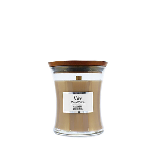 WoodWick WoodWick Sklo malé/Cashmere vonná svíčka s dřevěným knotem 85 g