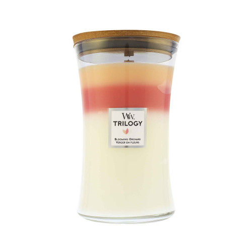 WoodWick WoodWick Trilogy Blooming Orchard vonná svíčka s dřevěným knotem 609 g