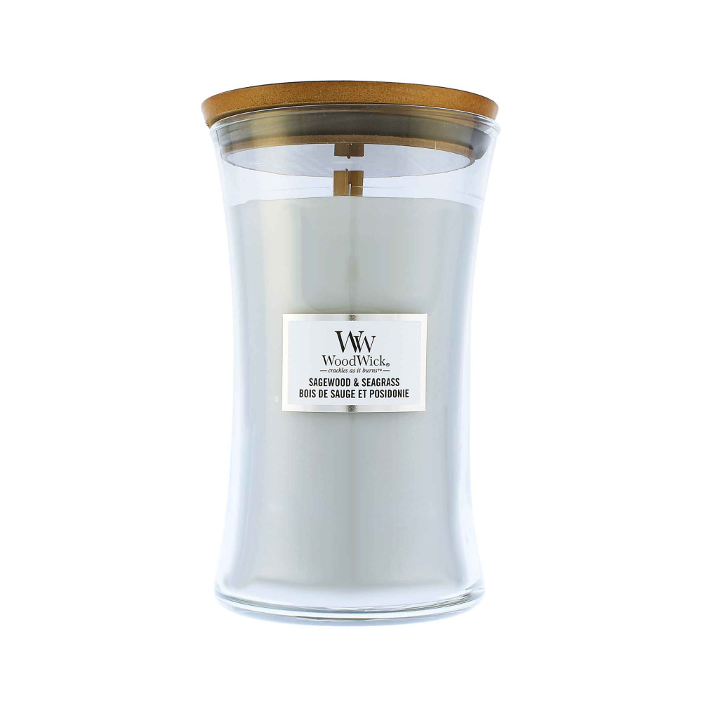 Produktbild för Woodwick Sagewood & Seagrass vonná svíčka s dřevěným knotem 609 g