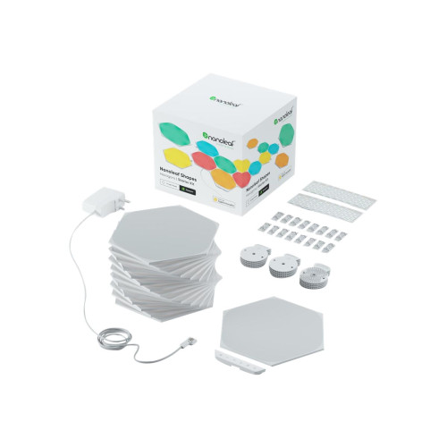 Nanoleaf Nanoleaf Shapes Starter Kit - trådlös belysningsuppsättning - LED x 15 - 2 W - RGBW-lampa - 1200-6500 K - sexhörning