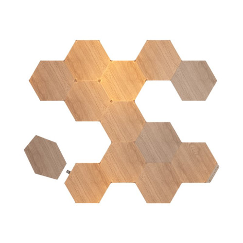Nanoleaf Nanoleaf Elements Starter Kit - trådlös belysningspanel - LED x 13 - 1.91 W - totalt: 24.83 W - varmt till kallt vitt ljus - sexhörning - trä