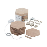 Produktbild för Nanoleaf Elements Starter Kit - trådlös belysningspanel - LED x 13 - 1.91 W - totalt: 24.83 W - varmt till kallt vitt ljus - sexhörning - trä