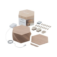 Produktbild för Nanoleaf Elements Starter Kit - trådlös belysningspanel - LED x 13 - 1.91 W - totalt: 24.83 W - varmt till kallt vitt ljus - sexhörning - trä