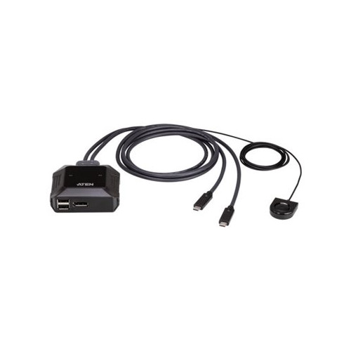ATEN ATEN US3312 - omkopplare för tangentbord/video/mus/ljud/USB - 4K, DisplayPort, USB-C-kabel, med fjärrportväljare - 2 portar