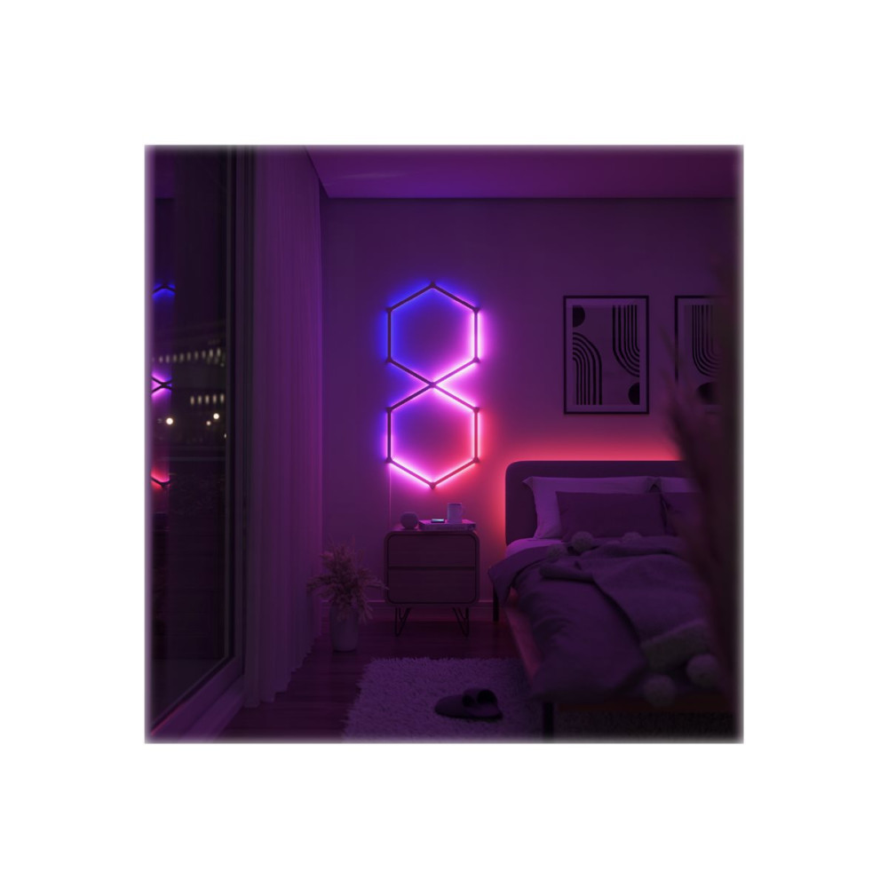 Produktbild för Nanoleaf Lines Expansion Pack - trådlös belysningsuppsättning - LED x 3 - 2 W - 16 miljoner färger - 1200-6500 K - linjär