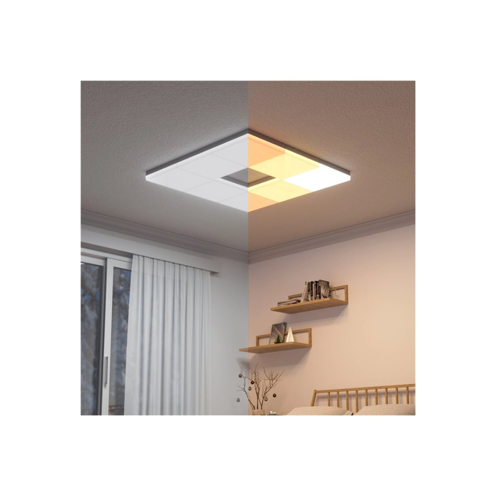 Produktbild för Nanoleaf Skylight Starter Kit - taklampspanel - LED - 300 x 300 mm - 16 W - totalt: 50 W - RGB/varmt till kallt vitt ljus - 2700-6500 K - fyrkantig (paket om 3)