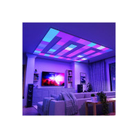 Produktbild för Nanoleaf Skylight Starter Kit - taklampspanel - LED - 300 x 300 mm - 16 W - totalt: 50 W - RGB/varmt till kallt vitt ljus - 2700-6500 K - fyrkantig (paket om 3)