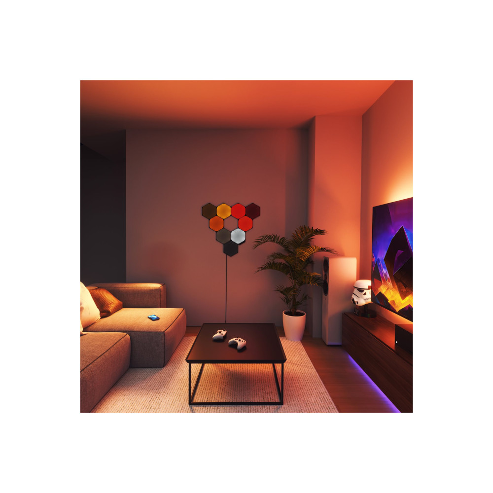 Produktbild för Nanoleaf Shapes Expansion pack - ljuspanelskit - LED - 230 x 200 mm - 1.5 W - 16 miljoner färger - 1200-6500 K - sexhörning - svart
