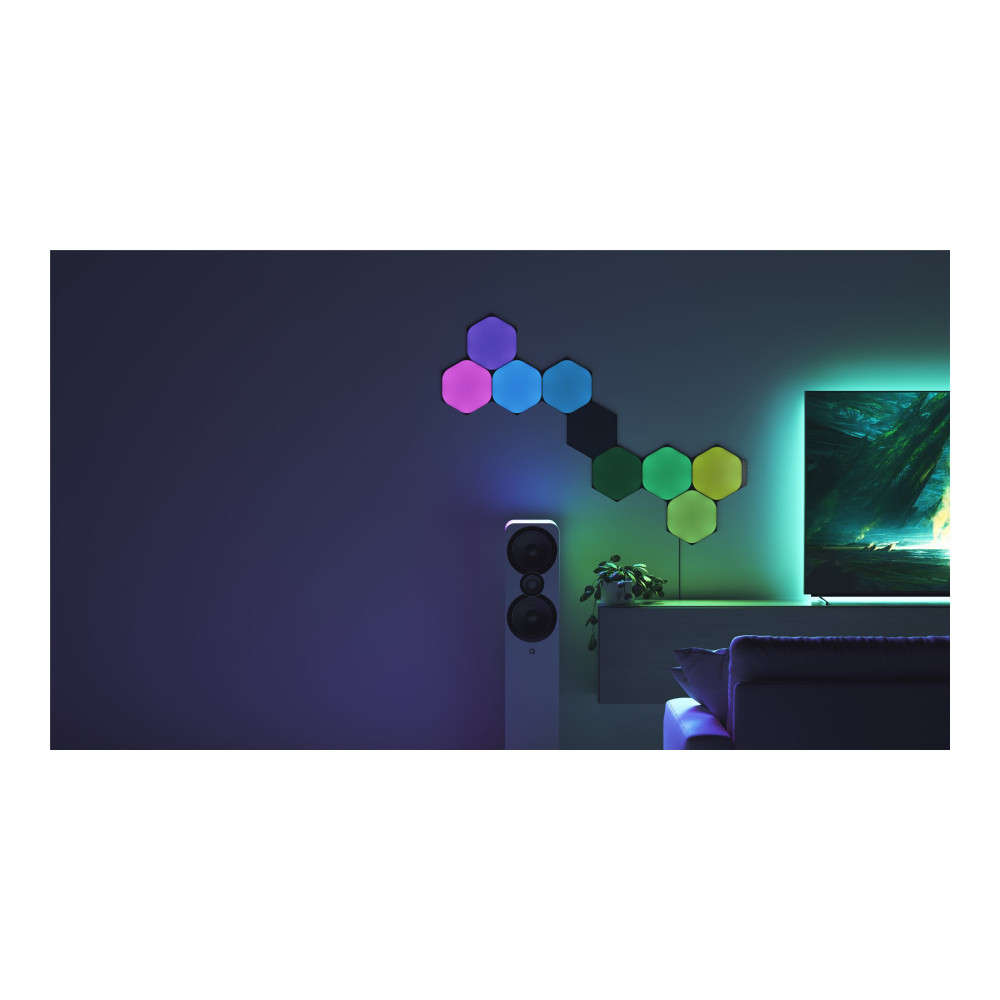 Produktbild för Nanoleaf Shapes Expansion pack - ljuspanelskit - LED - 230 x 200 mm - 1.5 W - 16 miljoner färger - 1200-6500 K - sexhörning - svart