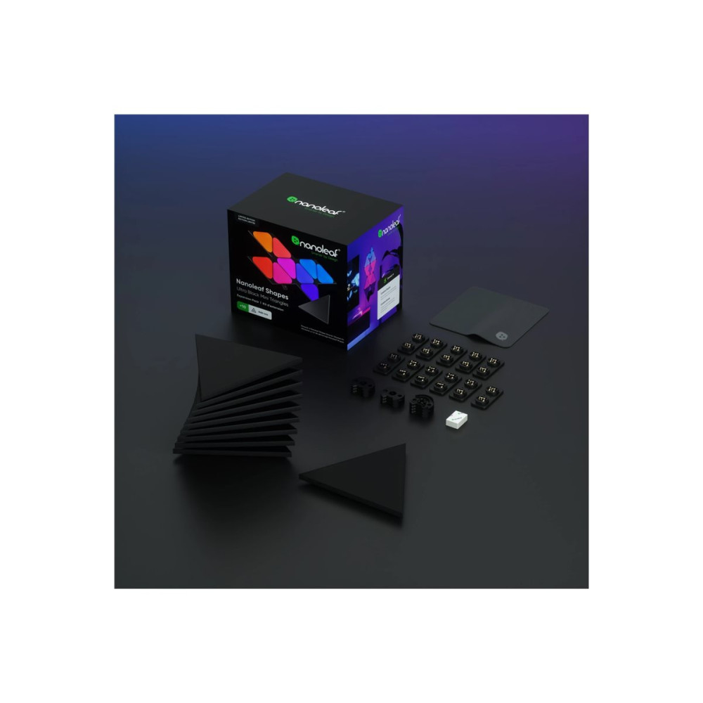 Produktbild för Nanoleaf Shapes Expansion pack - trådlös belysningsuppsättning - LED x 10 - 0.54 W - totalt: 5.4 W - RGBW-lampa - 1200-6500 K - minitriangel