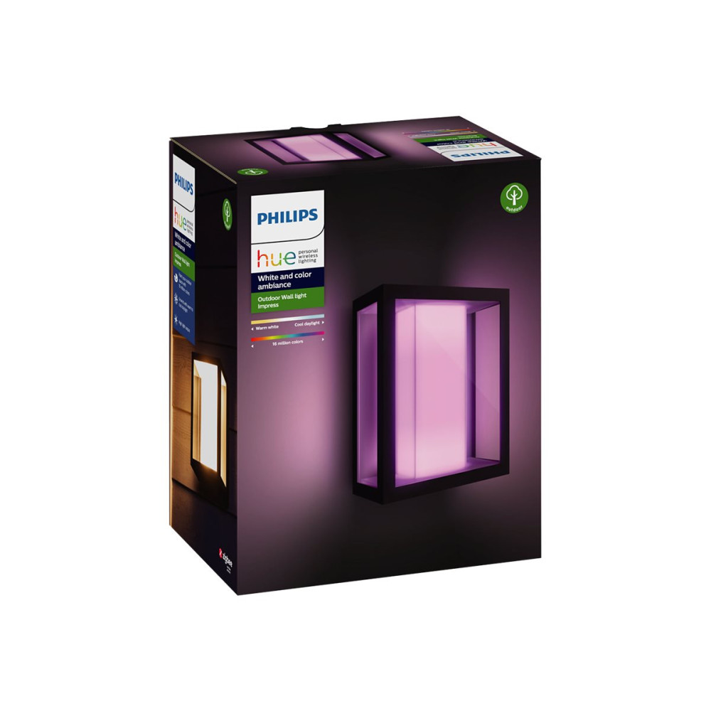 Produktbild för Philips Hue Impress - vägglampa - LED-glödlampa - 8 W - svart