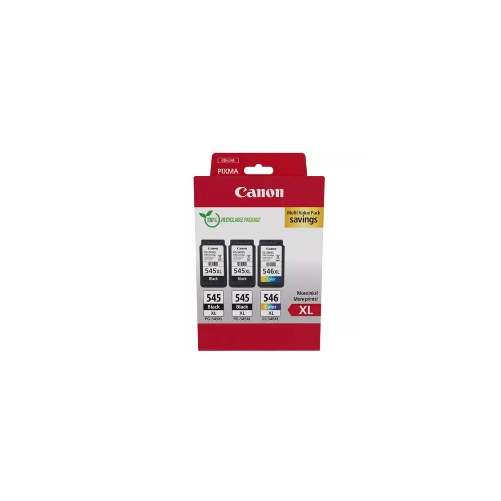 Produktbild för Canon PG-545XL x2 /CL-546XL Multi Pack - 3-pack - Lång livslängd - svart, färg (cyan, magenta, gul) - original - bläckpatron