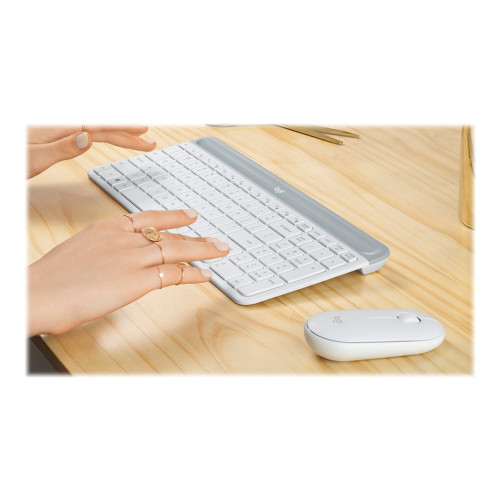 Logitech Logitech Slim Wireless Combo MK470 - sats med tangentbord och mus - USA, internationellt - offwhite Inmatningsenhet
