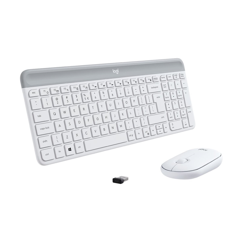 Produktbild för Logitech Slim Wireless Combo MK470 - sats med tangentbord och mus - USA, internationellt - offwhite Inmatningsenhet