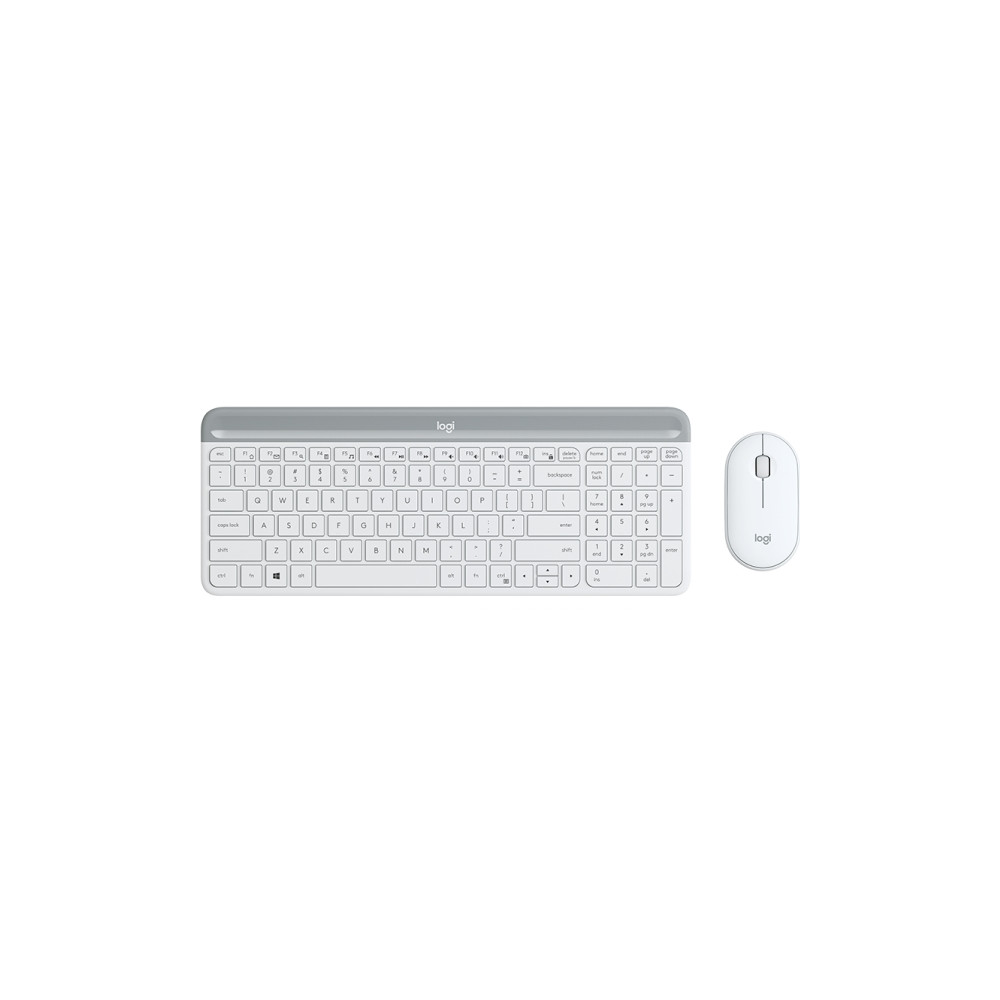 Produktbild för Logitech Slim Wireless Combo MK470 - sats med tangentbord och mus - USA, internationellt - offwhite Inmatningsenhet
