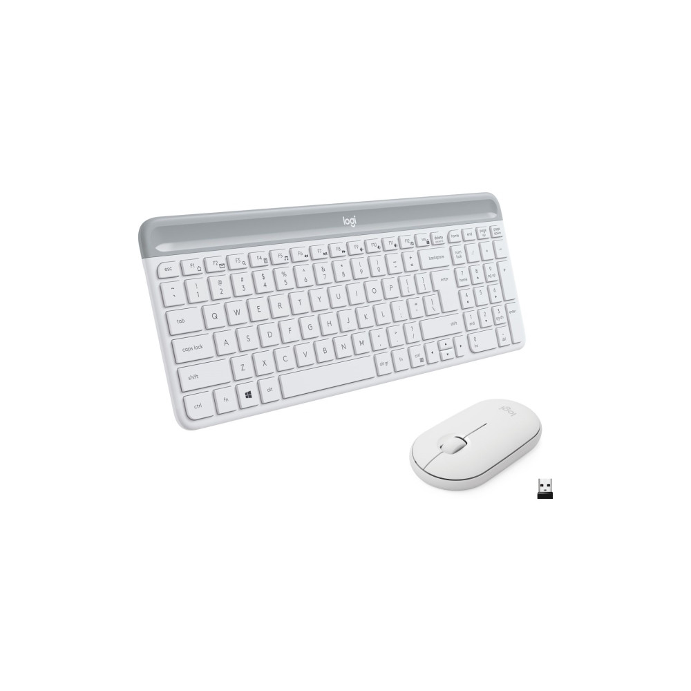 Produktbild för Logitech Slim Wireless Combo MK470 - sats med tangentbord och mus - USA, internationellt - offwhite Inmatningsenhet