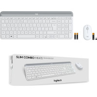 Produktbild för Logitech Slim Wireless Combo MK470 - sats med tangentbord och mus - USA, internationellt - offwhite Inmatningsenhet
