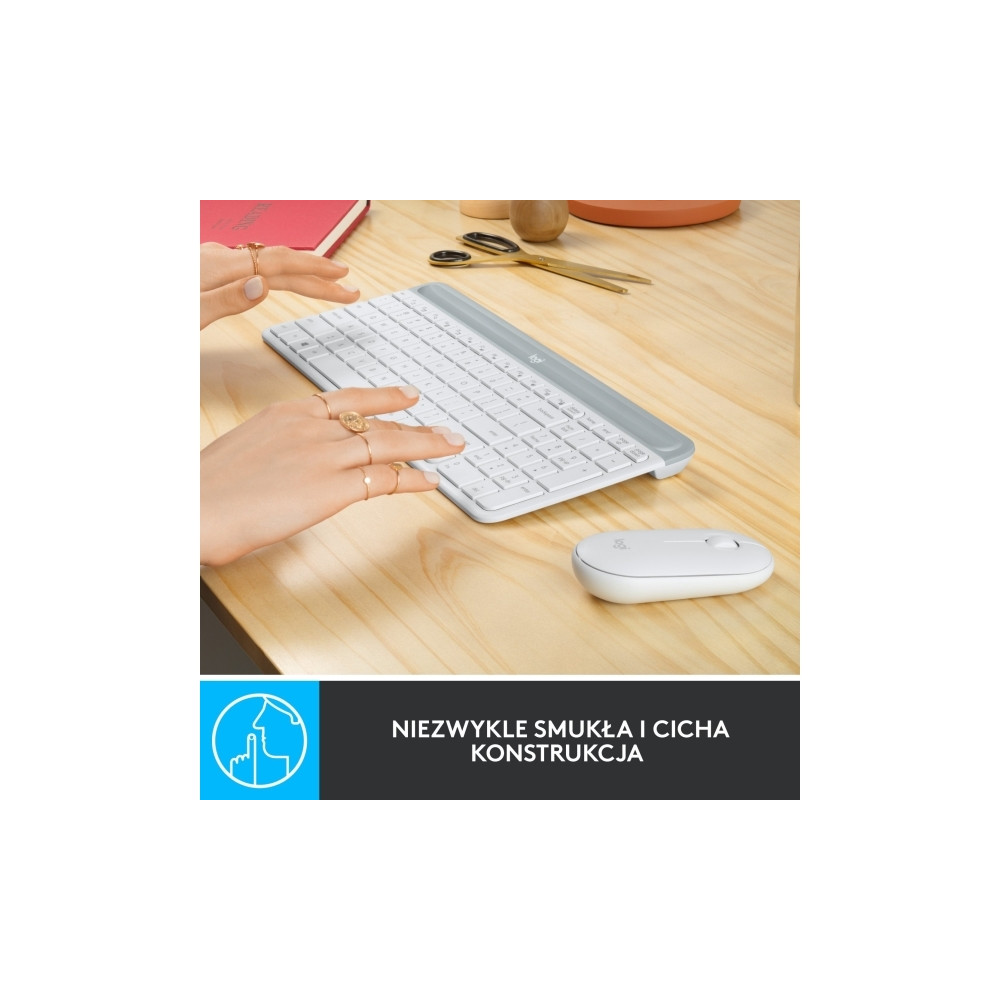 Produktbild för Logitech Slim Wireless Combo MK470 - sats med tangentbord och mus - USA, internationellt - offwhite Inmatningsenhet