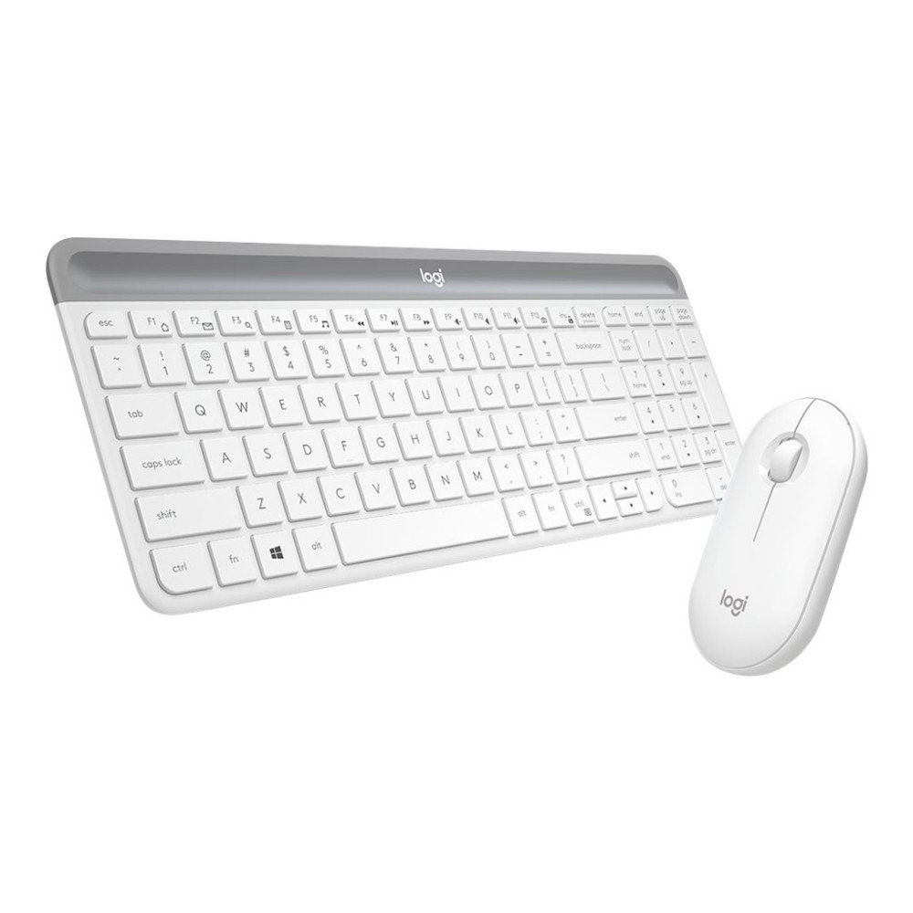 Produktbild för Logitech Slim Wireless Combo MK470 - sats med tangentbord och mus - USA, internationellt - offwhite Inmatningsenhet
