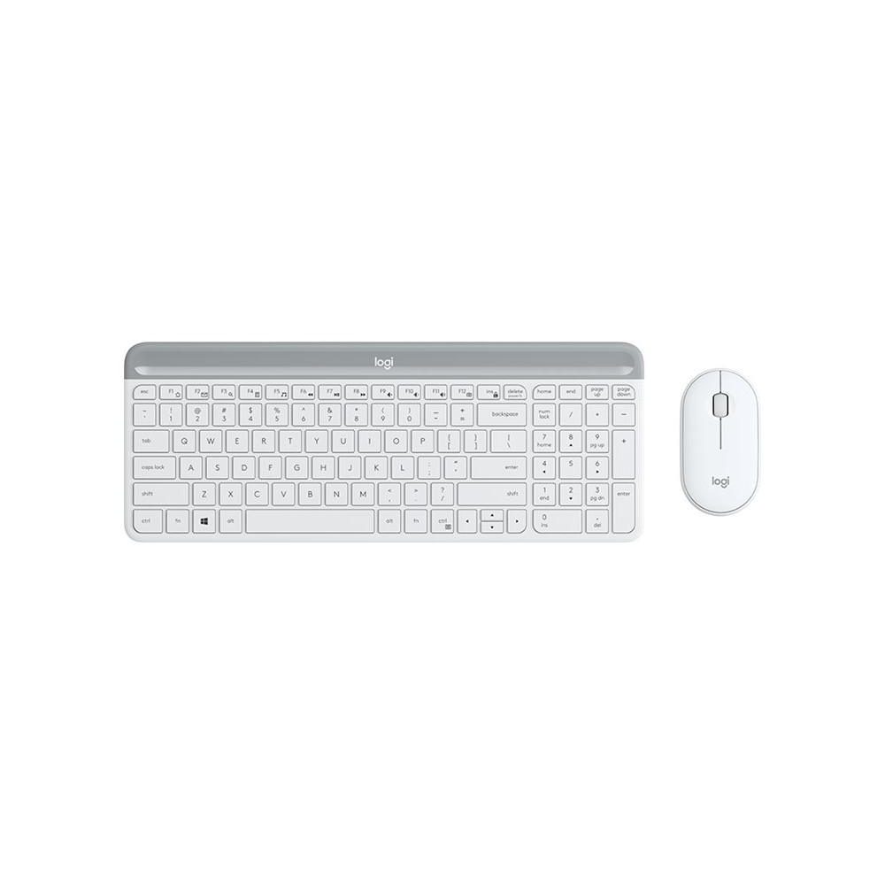 Produktbild för Logitech Slim Wireless Combo MK470 - sats med tangentbord och mus - USA, internationellt - offwhite Inmatningsenhet