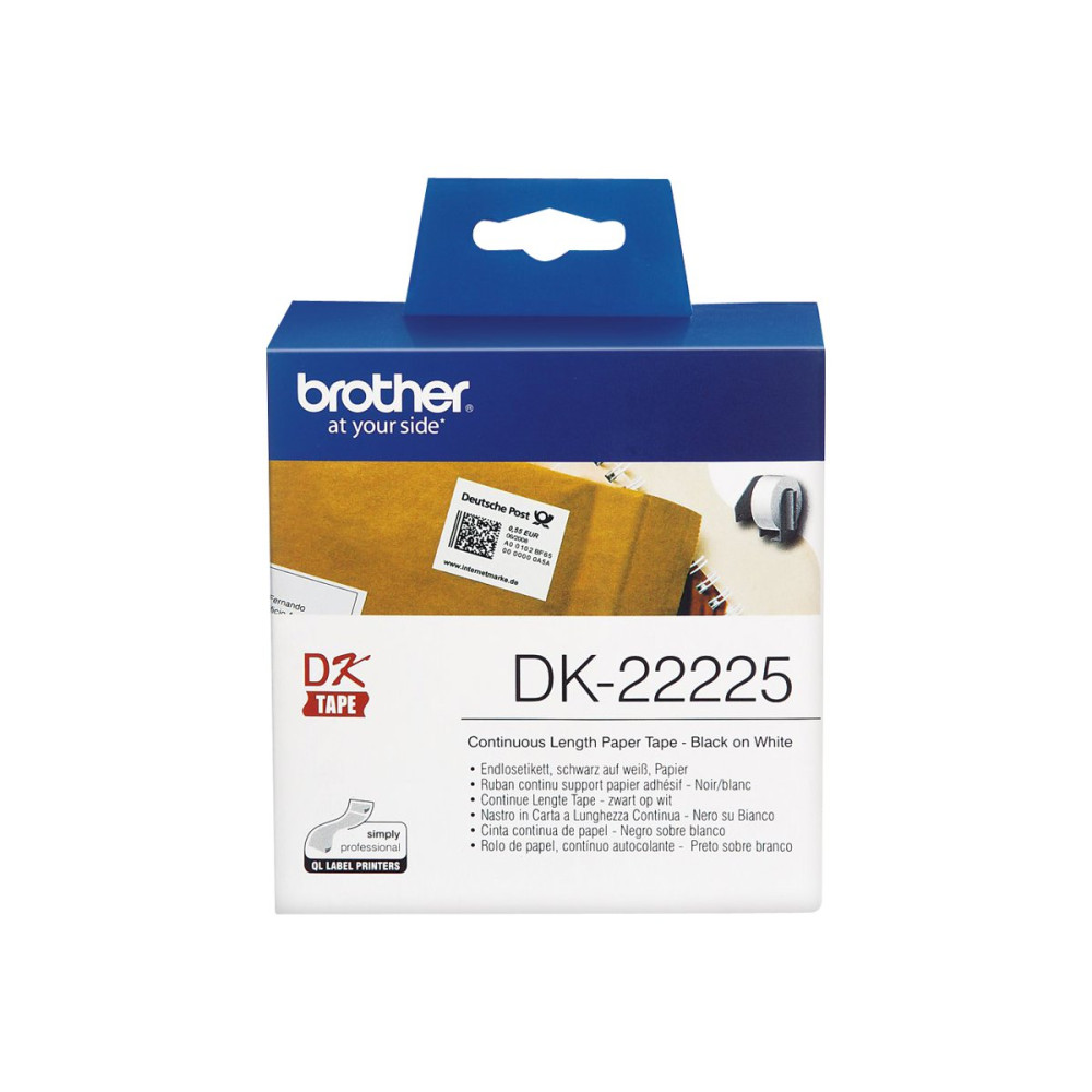 Produktbild för Brother DK-22225 - löpande etiketter - 1 rulle (rullar) - Relle (3,8 cm x 30,5 m)