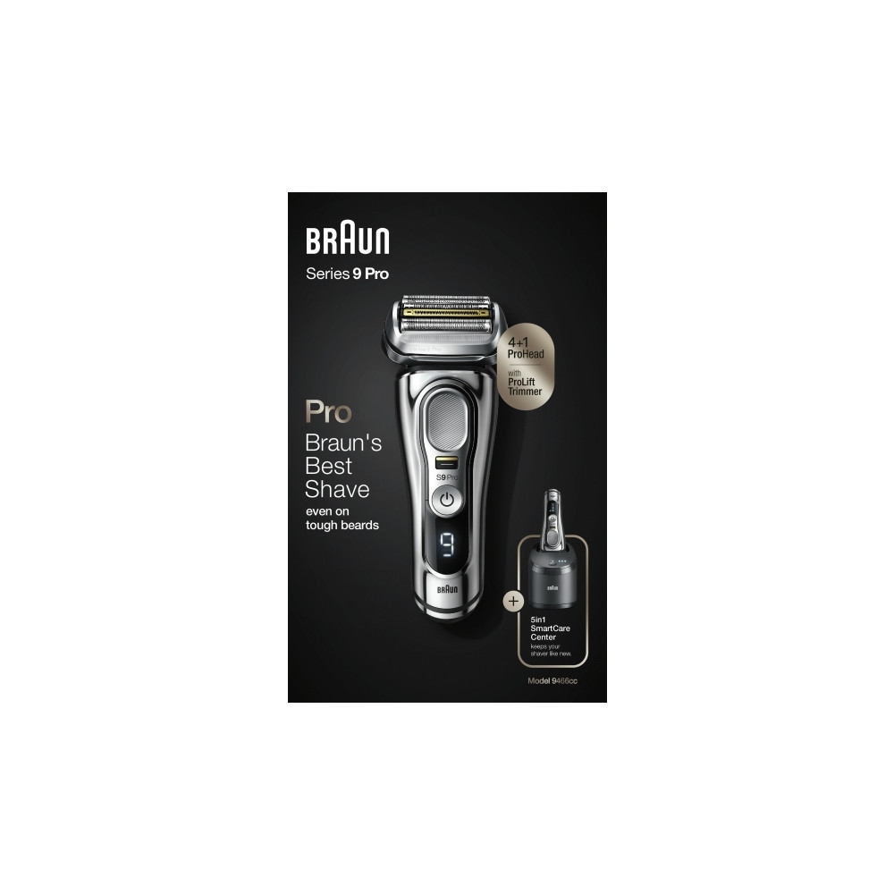 Produktbild för Braun Series 9 Pro 81747620, Folierakapparat, Krom, LED, Bat...