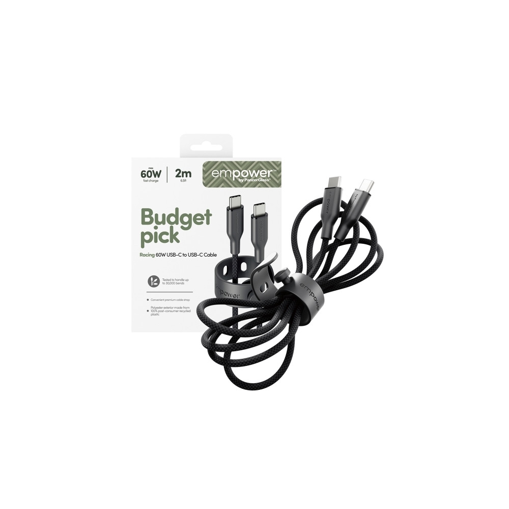 Produktbild för empower by PanzerGlass Racing - USB typ C-kabel - USB-C till USB-C - 2 m