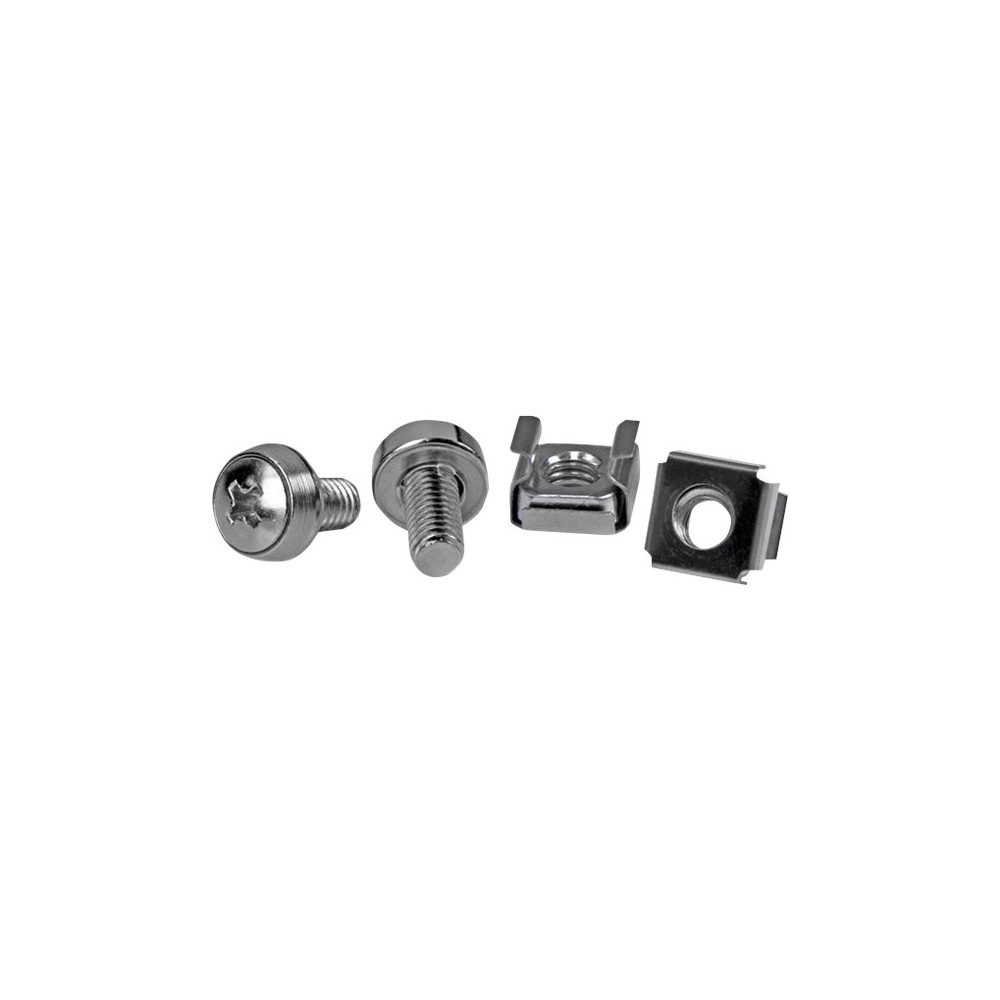 Produktbild för StarTech.com M6 Screws and Cage Nuts - 50 Pack - M6 Mounting Screws and Cage Nuts for Server Rack and Cabinet - Silver (CABSCREWM62B) - skruvar och muttrar för rack