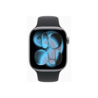 Produktbild för Apple Watch Series 11 (GPS) - rymdgrå aluminium - smart klocka med sportband - svart - 64 GB