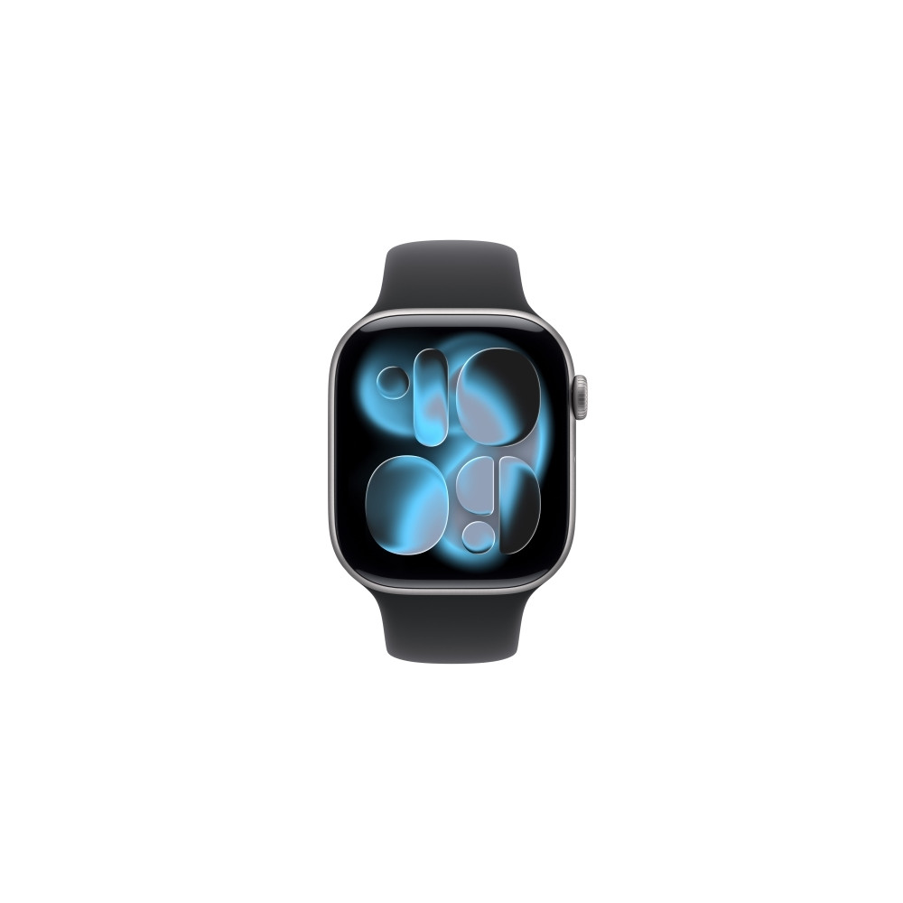Produktbild för Apple Watch Series 11 (GPS) - rymdgrå aluminium - smart klocka med sportband - svart - 64 GB