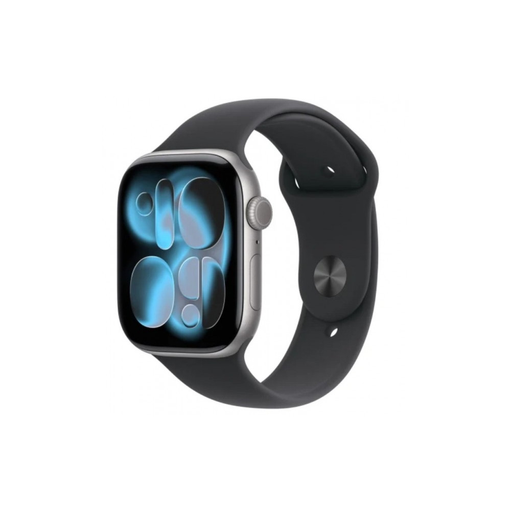 Produktbild för Apple Watch Series 11 (GPS) - rymdgrå aluminium - smart klocka med sportband - svart - 64 GB