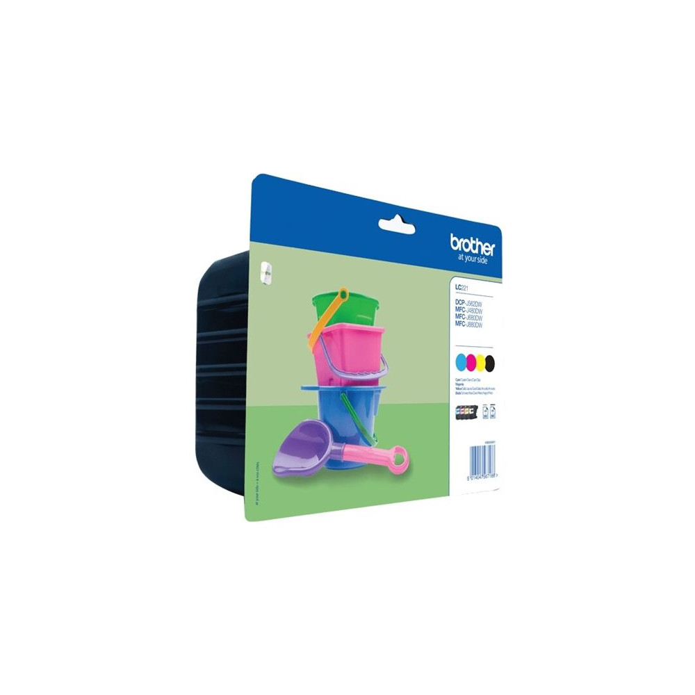 Produktbild för Brother LC221 Value Pack - 4-pack - svart, gul, cyan, magenta - original - bläckpatron
