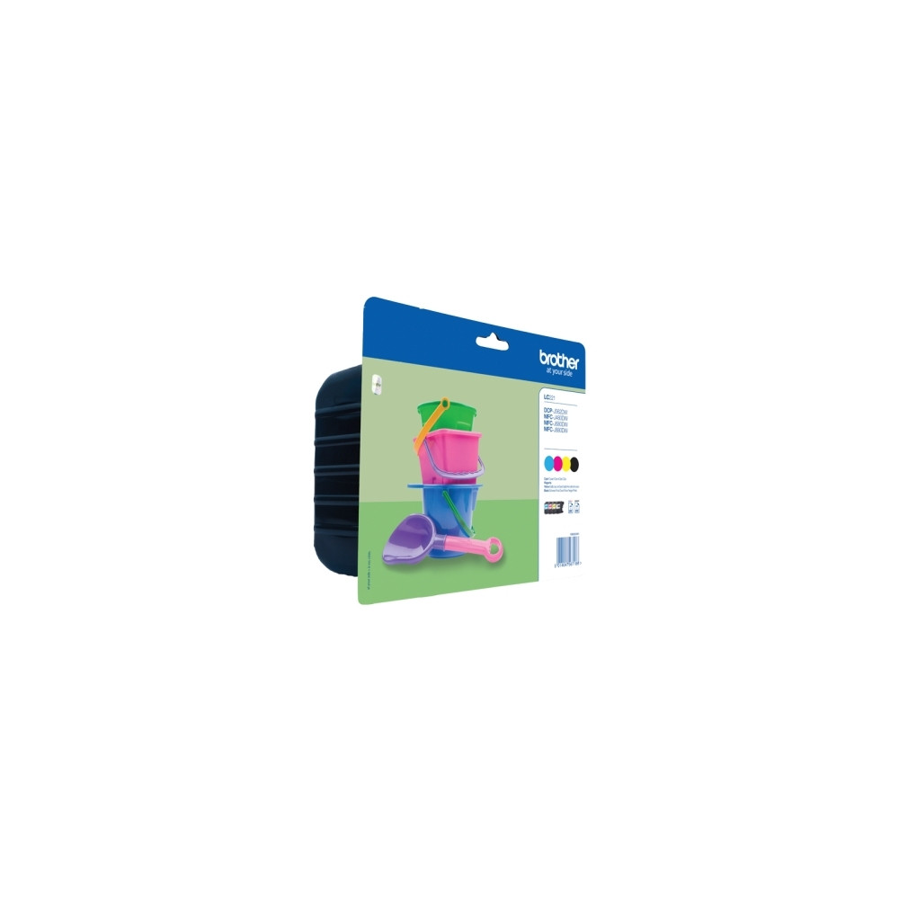 Produktbild för Brother LC221 Value Pack - 4-pack - svart, gul, cyan, magenta - original - bläckpatron