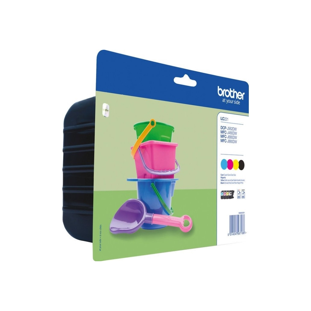 Produktbild för Brother LC221 Value Pack - 4-pack - svart, gul, cyan, magenta - original - bläckpatron