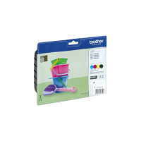 Produktbild för Brother LC221 Value Pack - 4-pack - svart, gul, cyan, magenta - original - bläckpatron