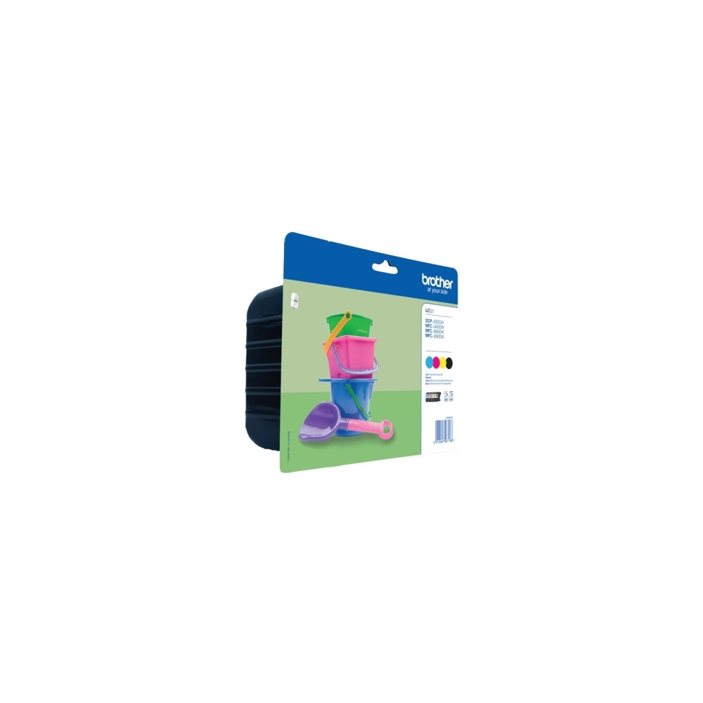 Produktbild för Brother LC221 Value Pack - 4-pack - svart, gul, cyan, magenta - original - bläckpatron