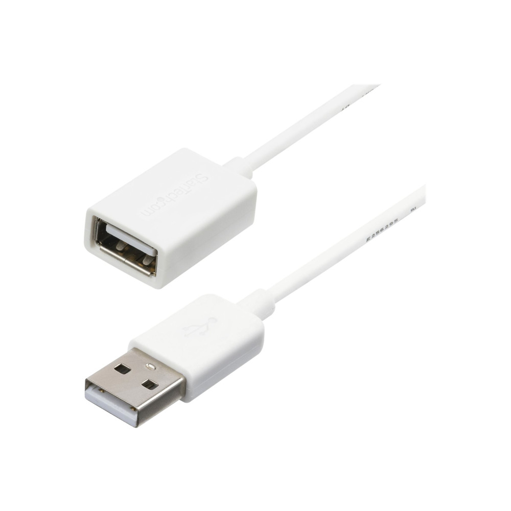 Produktbild för StarTech.com 3m White USB 2.0 Extension Cable Cord - A to A - USB Male to Female Cable - 1x USB A (M), 1x USB A (F) - White, 3 meter (USBEXTPAA3MW) - USB-förlängningskabel - USB till USB - 3 m