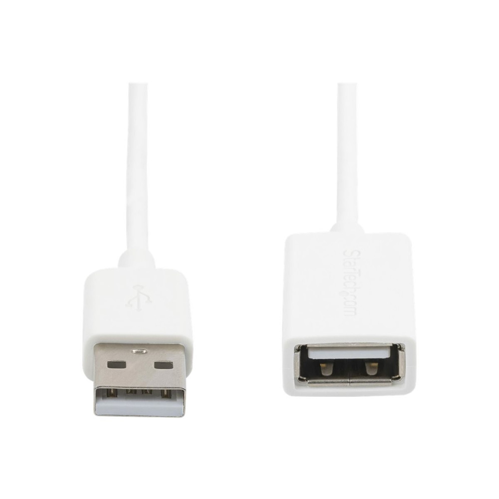 Produktbild för StarTech.com 3m White USB 2.0 Extension Cable Cord - A to A - USB Male to Female Cable - 1x USB A (M), 1x USB A (F) - White, 3 meter (USBEXTPAA3MW) - USB-förlängningskabel - USB till USB - 3 m