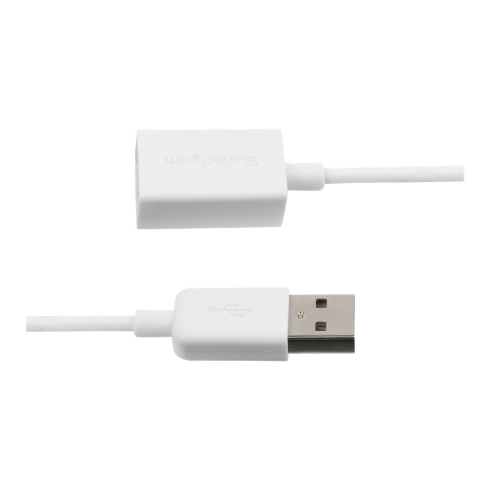Produktbild för StarTech.com 3m White USB 2.0 Extension Cable Cord - A to A - USB Male to Female Cable - 1x USB A (M), 1x USB A (F) - White, 3 meter (USBEXTPAA3MW) - USB-förlängningskabel - USB till USB - 3 m