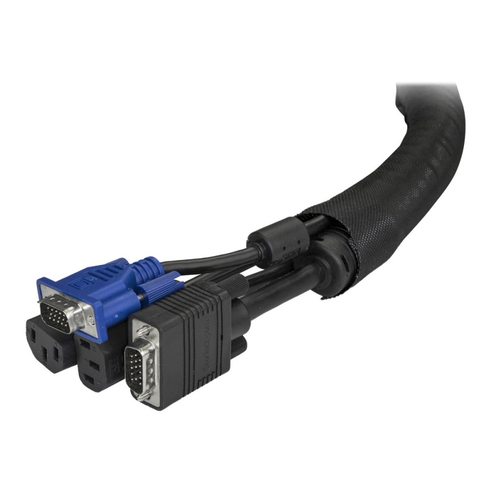 Produktbild för StarTech.com 2 m kabelhanteringsstrumpa - Flexibelt lindad kabelstrumpa - 25,4 mm till 38,1 mm diameter expanderbar hylsa - Polyesterkabelhanterare/-skydd/-döljare - Svart kabelorganiserare som kan klippas - set med kabelfodral