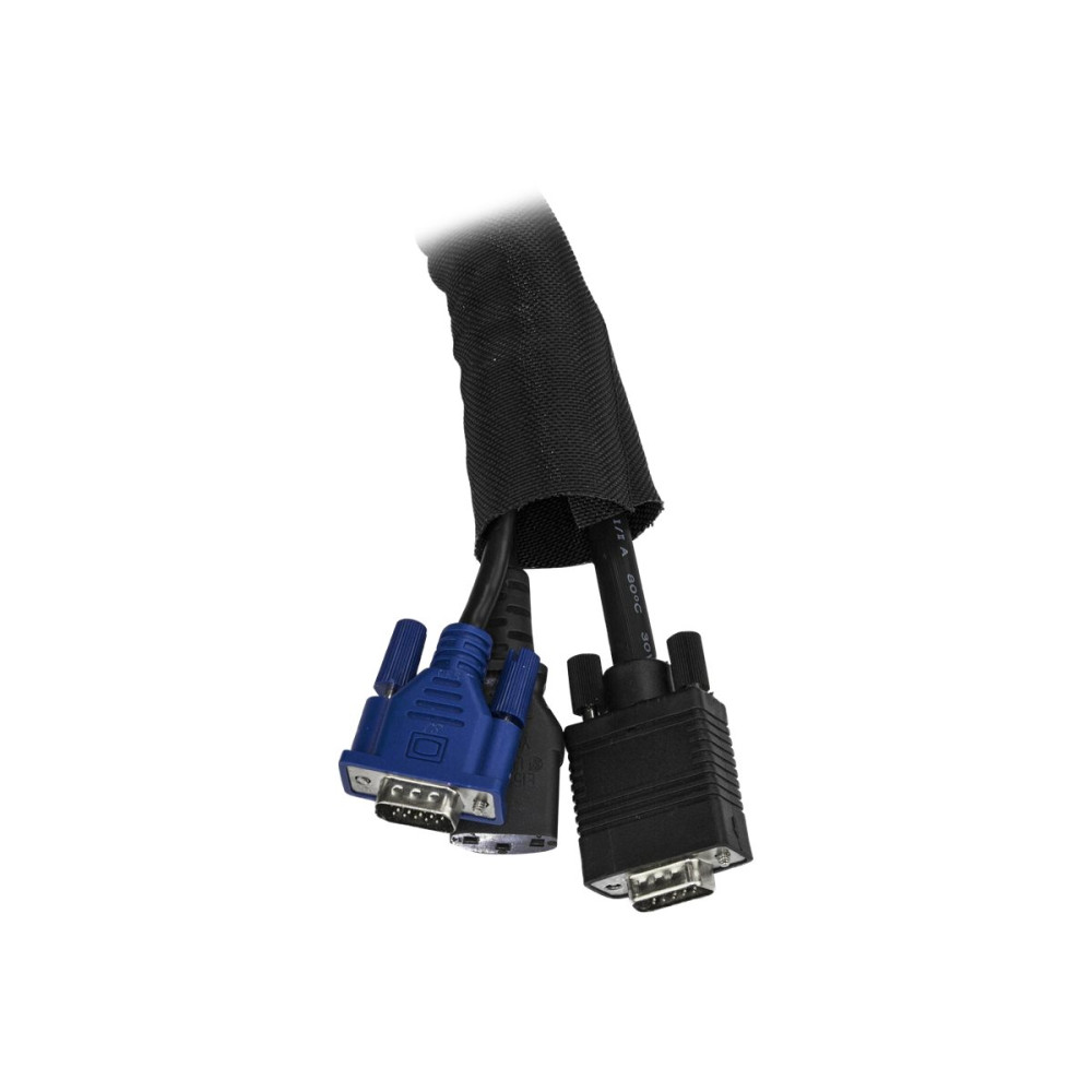 Produktbild för StarTech.com 2 m kabelhanteringsstrumpa - Flexibelt lindad kabelstrumpa - 25,4 mm till 38,1 mm diameter expanderbar hylsa - Polyesterkabelhanterare/-skydd/-döljare - Svart kabelorganiserare som kan klippas - set med kabelfodral