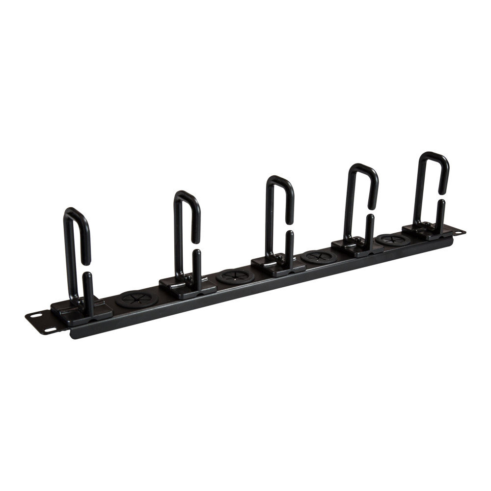 Produktbild för StarTech.com 1U 19" Cable Management Organizer, D Ring Hook Network/Server Rack Cord Manager, Data Center Horizontal Wire Panel with Passthrough Holes with Mounting Hardware, EIA/ECA-310-E - 1U Ring Hook Organizer (CABLMANAGERH) - kabelhållarsats för rack