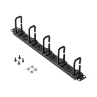 Produktbild för StarTech.com 1U 19" Cable Management Organizer, D Ring Hook Network/Server Rack Cord Manager, Data Center Horizontal Wire Panel with Passthrough Holes with Mounting Hardware, EIA/ECA-310-E - 1U Ring Hook Organizer (CABLMANAGERH) - kabelhållarsats för rack