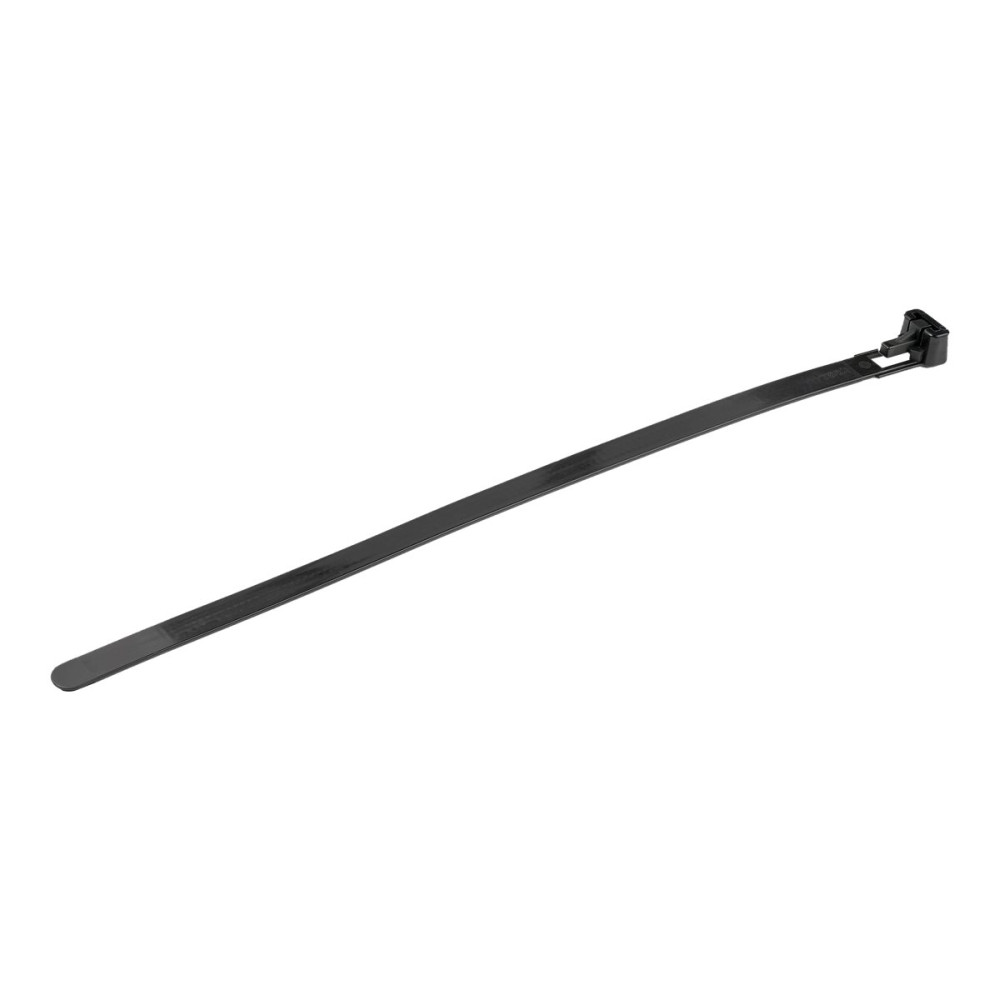 Produktbild för StarTech.com 20cm(8") Reusable Cable Ties, 7mm(1/4") wide, 50mm(1-7/8") Bundle Dia. 22kg(50lb) Tensile Strength, Releasable Nylon Ties, Indoor/Outdoor, 94V-2/UL Listed, 100 Pack, Black - Nylon 66 Plastic - TAA (CBMZTRB8BK) - kabelsamlare - TAA-kompatibel