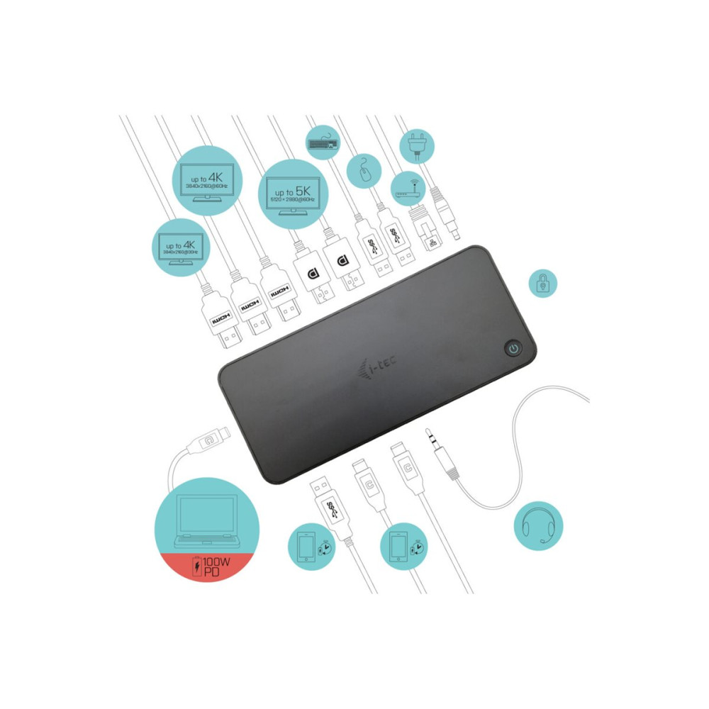 Produktbild för i-Tec - dockningsstation - USB-C / Thunderbolt 3 - DP, HDMI - 1GbE