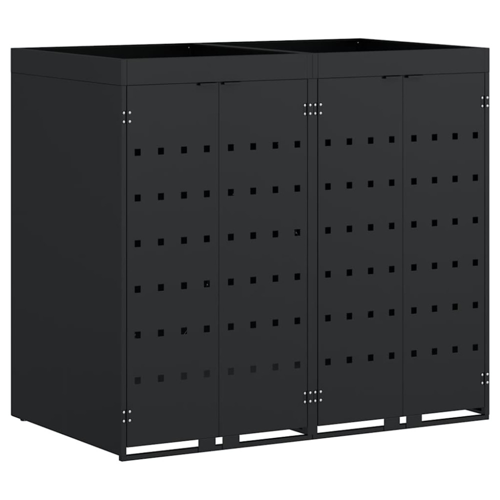 Produktbild för Förvaring för 2 soptunnor Svart 136 x 77,5 x 121,5 cm