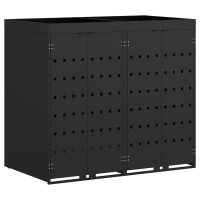 Produktbild för Förvaring för 2 soptunnor Svart 136 x 77,5 x 121,5 cm