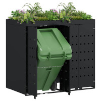 Produktbild för Förvaring för 2 soptunnor Svart 136 x 77,5 x 121,5 cm