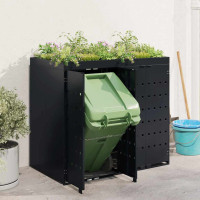 Produktbild för Förvaring för 2 soptunnor Svart 136 x 77,5 x 121,5 cm